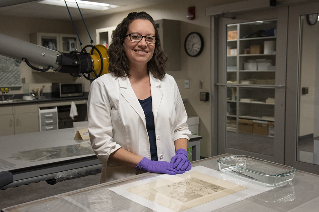 "Jacinta Johnson, associate paper conservator in the conservation lab"