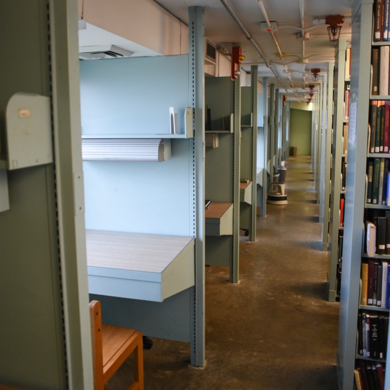 Study carrels in Watson Library stacks